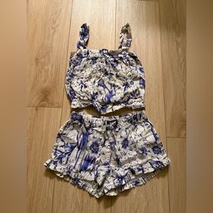 The Lazy Poet Cristi Tropical Paradise Print Floral Pajamas 100% Linen 
Size S